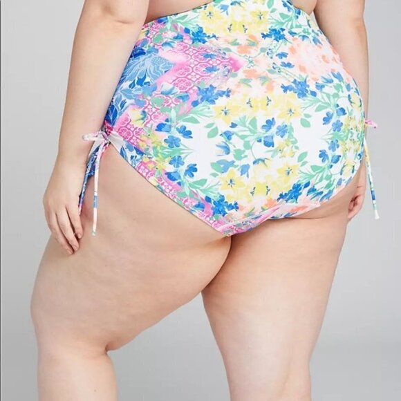 Cacique Hi Waisted Patchwork Swim Briefs Swim Bottom Swim by Cacique Size 20 - Picture 2 of 5